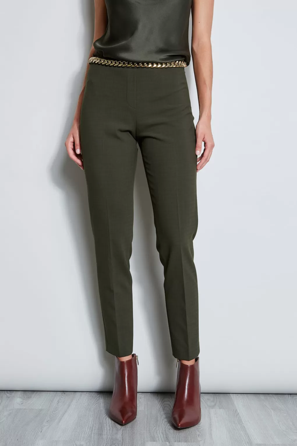 New Elie Tahari Slim Fit Pant OLIVE