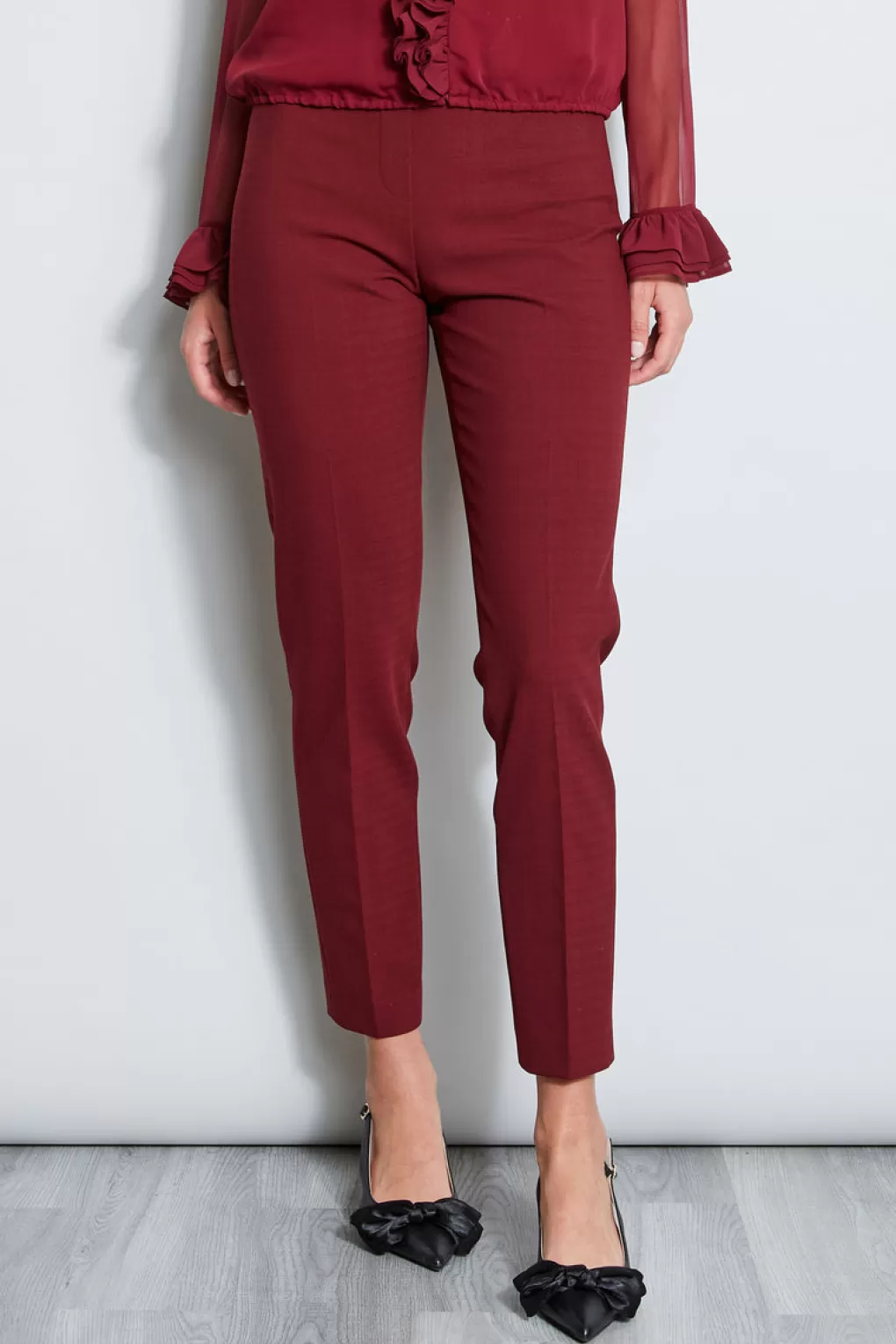 New Elie Tahari Slim Fit Pant BORDEAUX