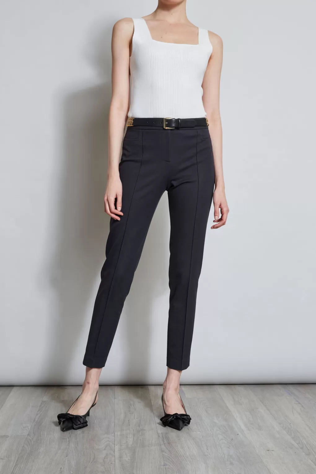 Flash Sale Elie Tahari Slim Pintuck Pant BLACK