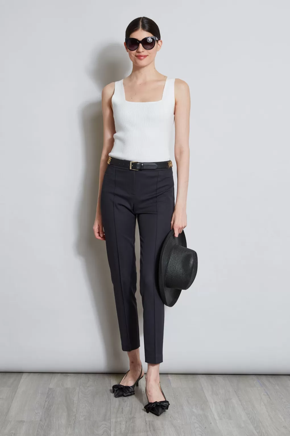 Flash Sale Elie Tahari Slim Pintuck Pant BLACK