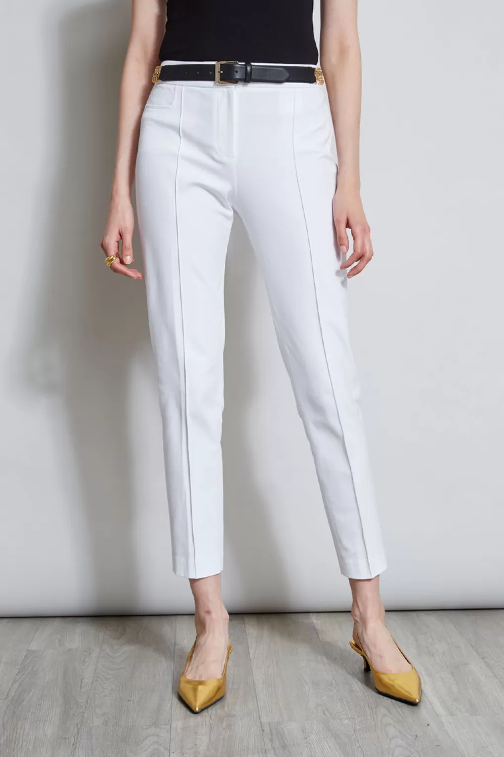 Cheap Elie Tahari Slim Pintuck Pant WHITE