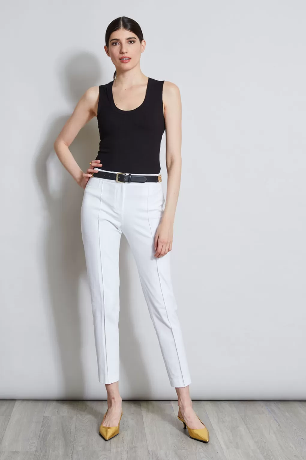 Cheap Elie Tahari Slim Pintuck Pant WHITE