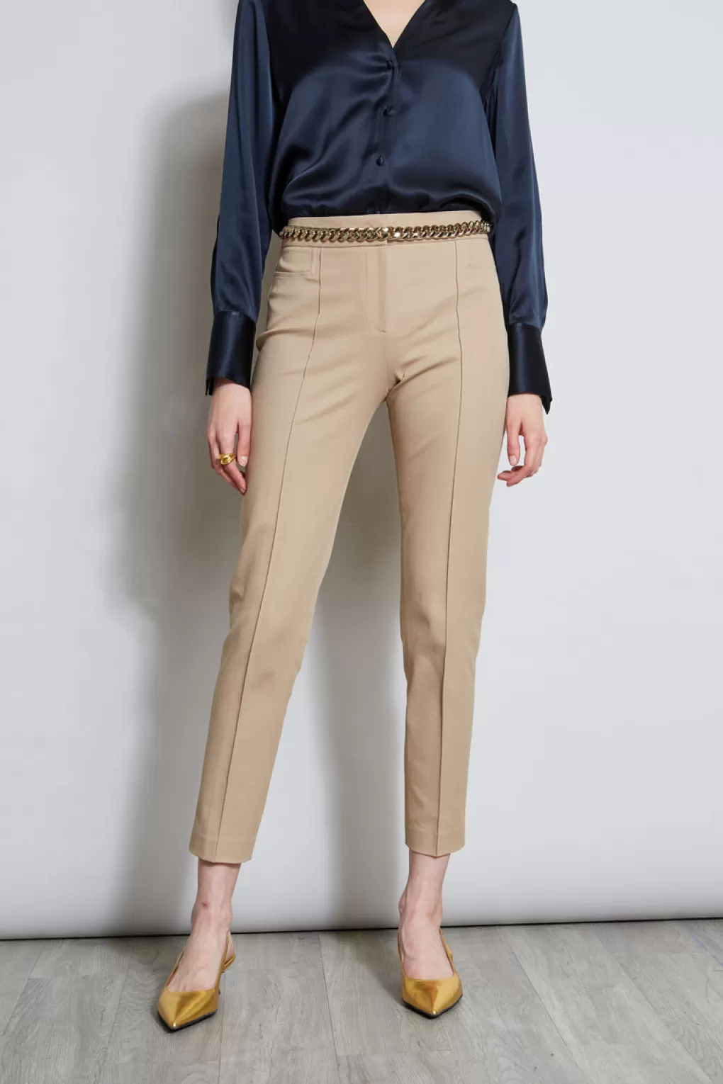 Clearance Elie Tahari Slim Pintuck Pant RATTAN