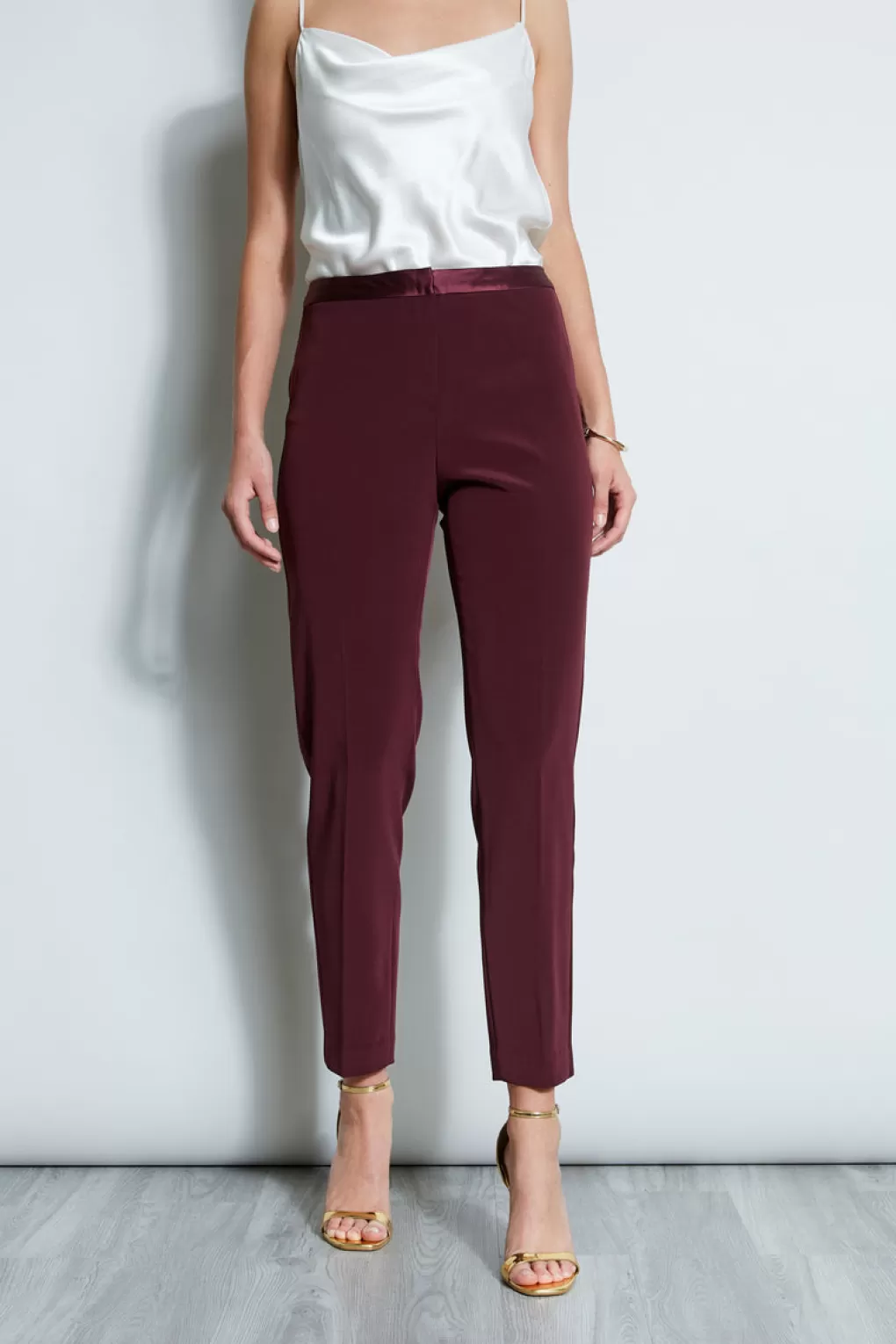 Discount Elie Tahari Slim Tuxedo Pant CORDOVAN