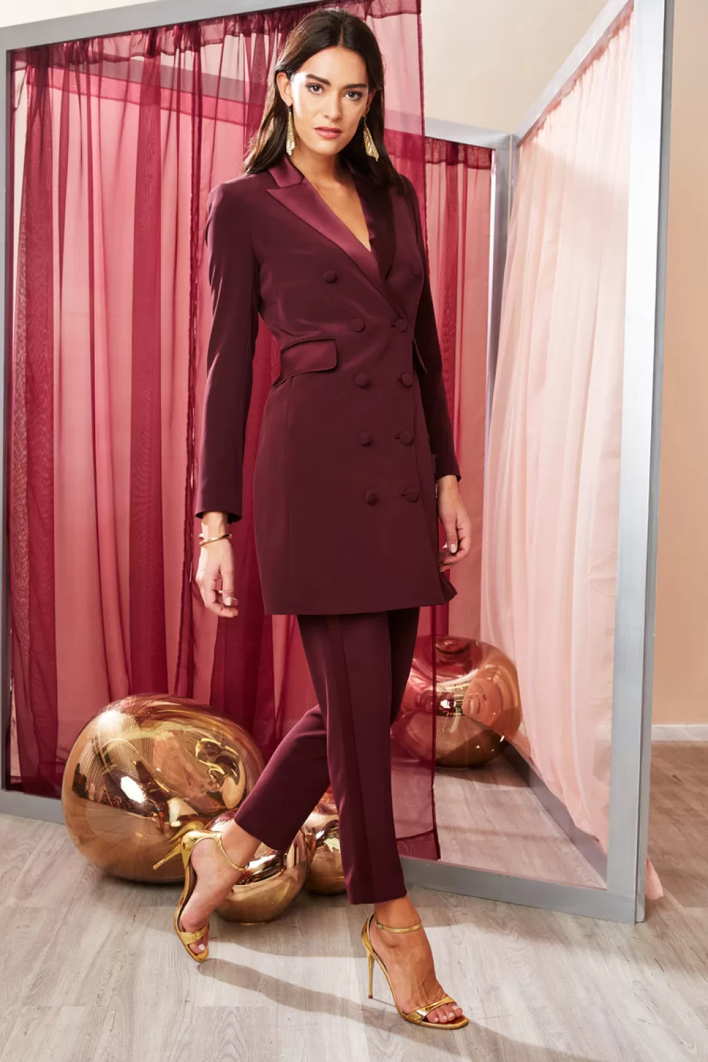 Discount Elie Tahari Slim Tuxedo Pant CORDOVAN