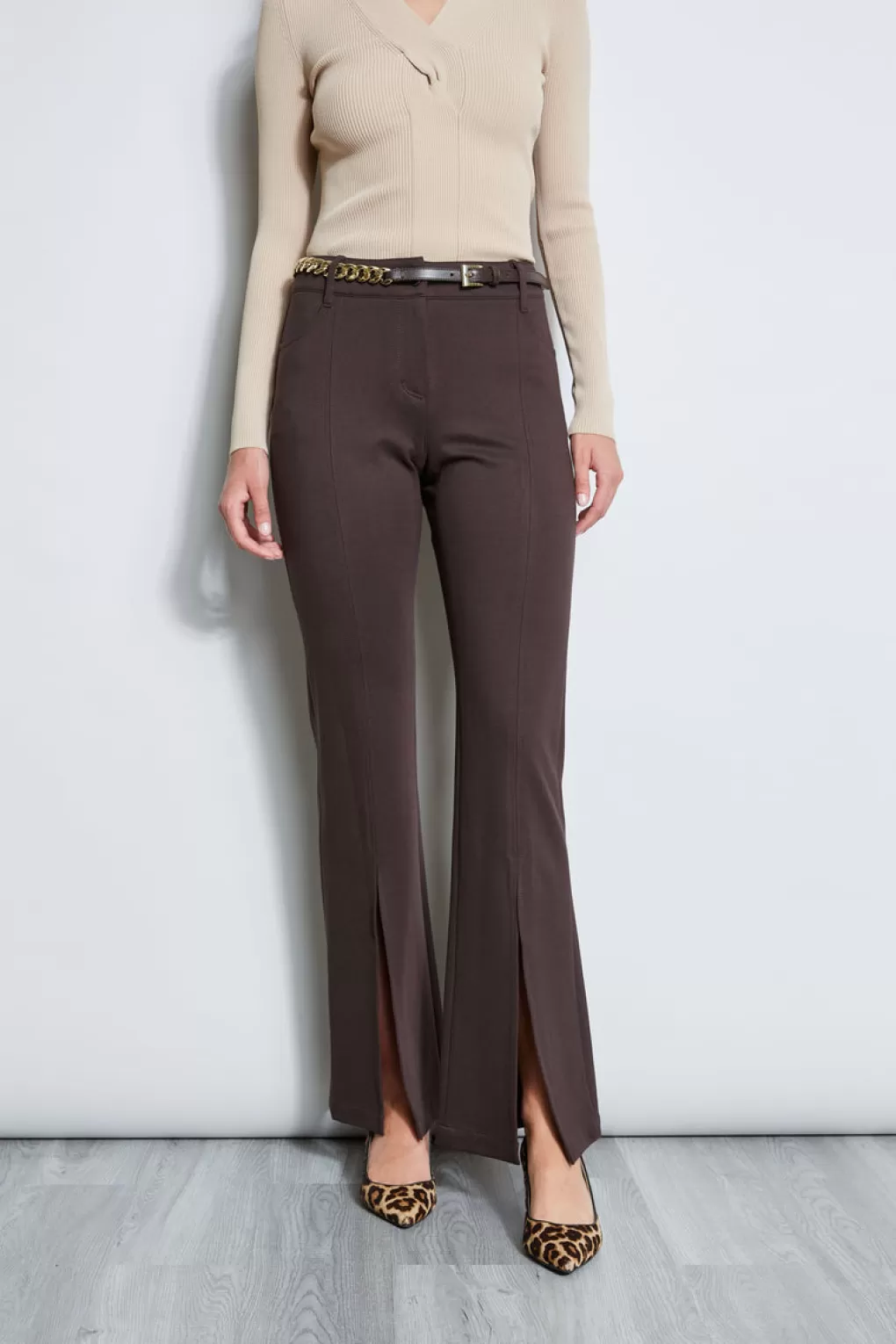 Cheap Elie Tahari Slit Front Knit Pant ESPRESSO