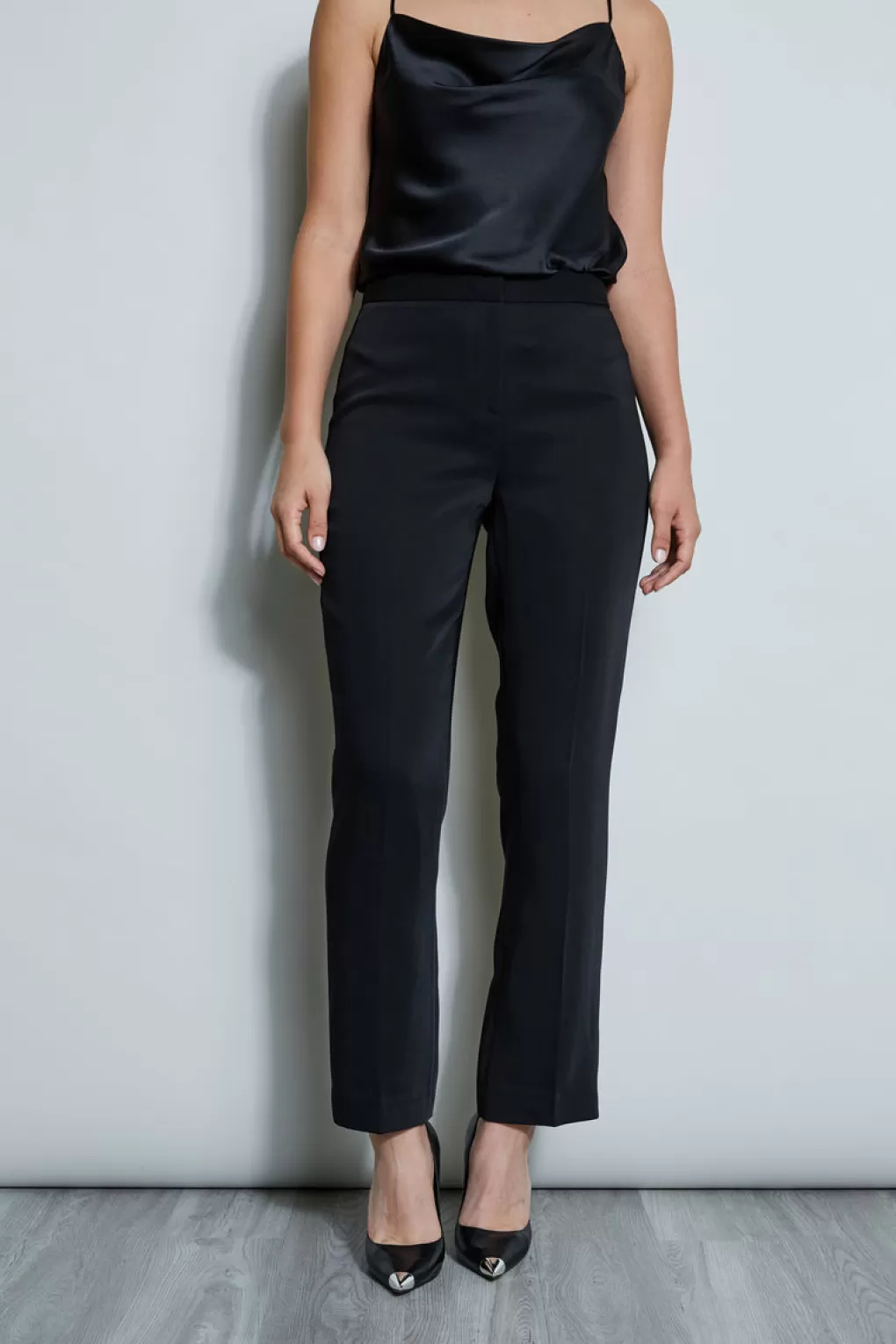 Best Sale Elie Tahari Straight Crepe Pant NOIR