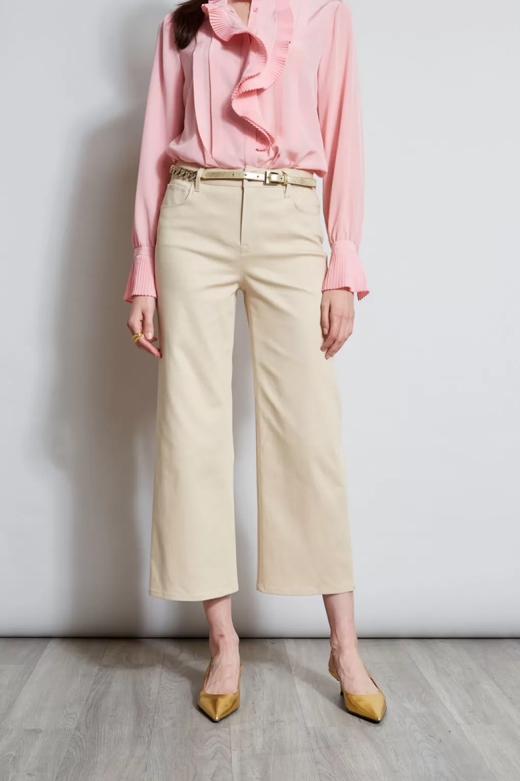 Cheap Elie Tahari Stretch Denim Wide Leg Pant DRIFTWOOD