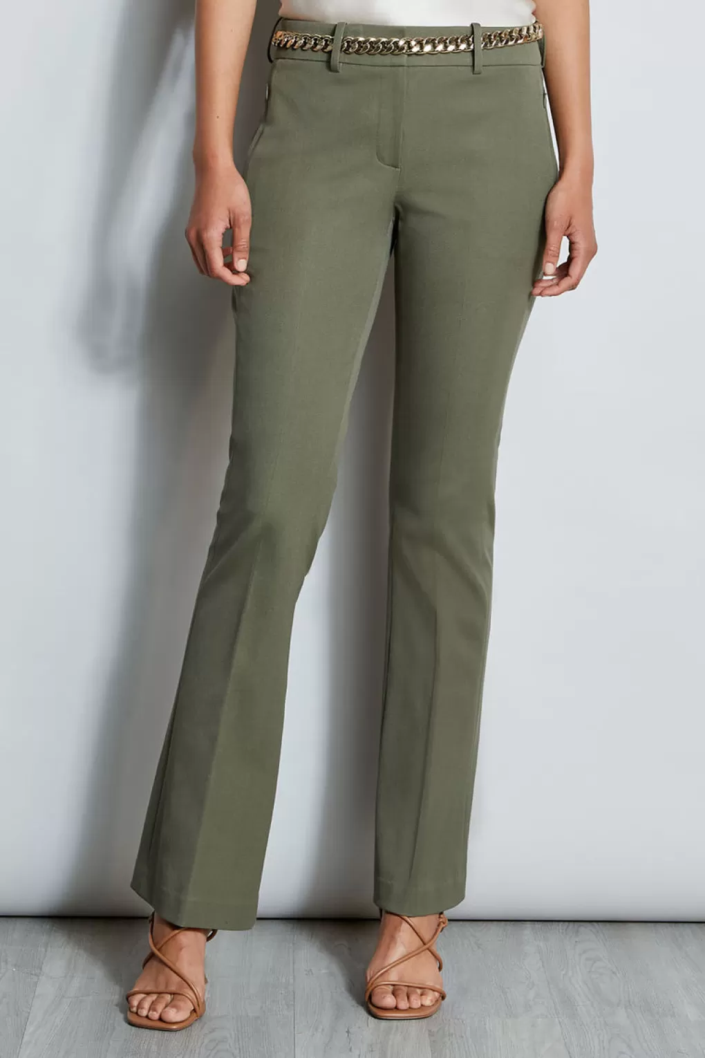 Flash Sale Elie Tahari Stretch Twill Fit & Flare Pant WILLOW GREEN