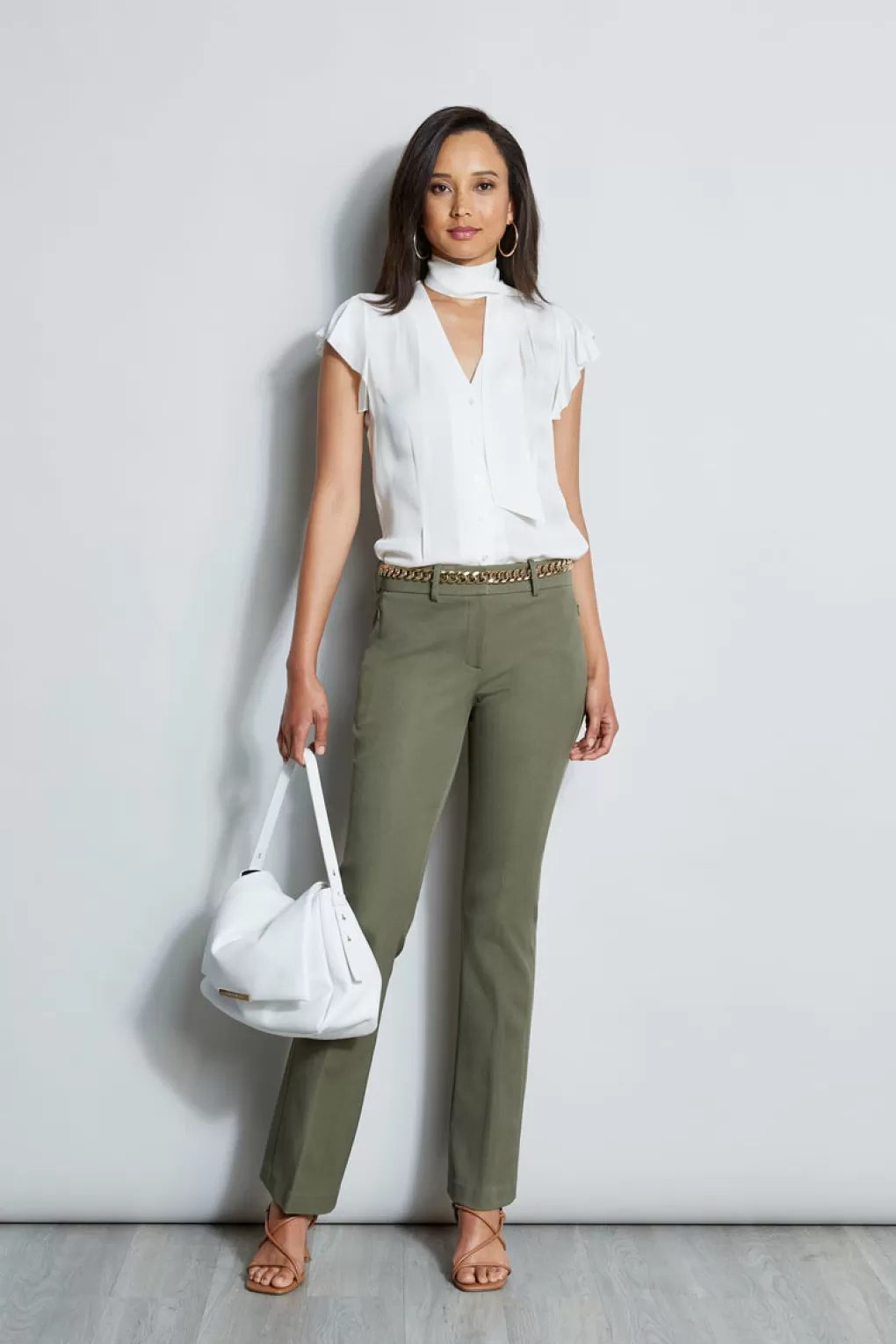 Flash Sale Elie Tahari Stretch Twill Fit & Flare Pant WILLOW GREEN