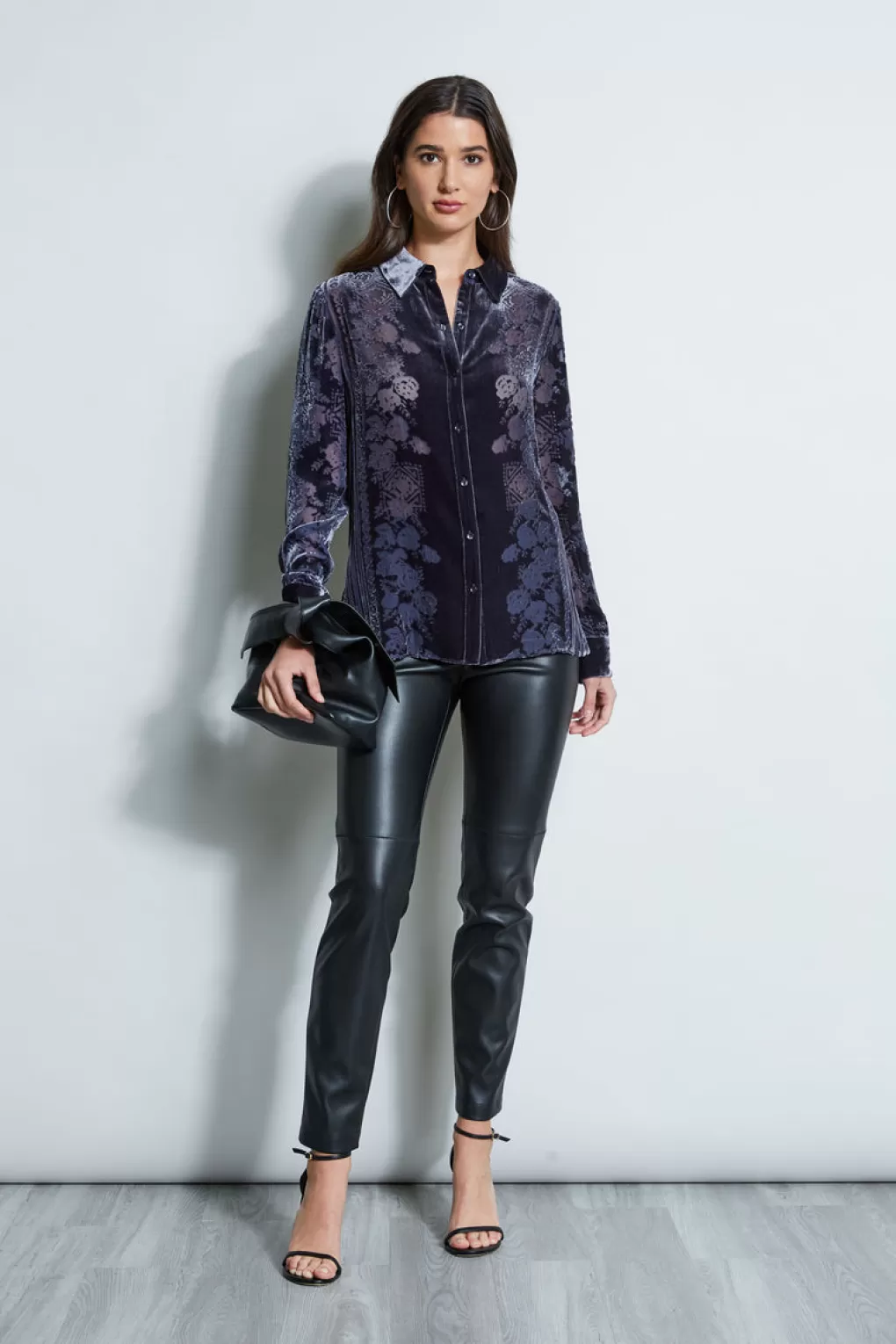 Store Elie Tahari Tapestry Velvet Burnout Shirt SLATE BLUE