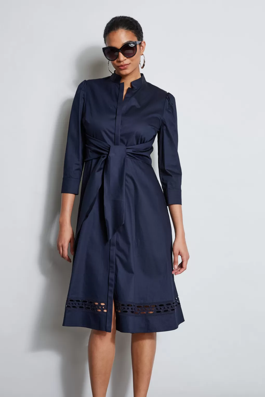 Cheap Elie Tahari Tie Cotton Midi Dress STARGAZER