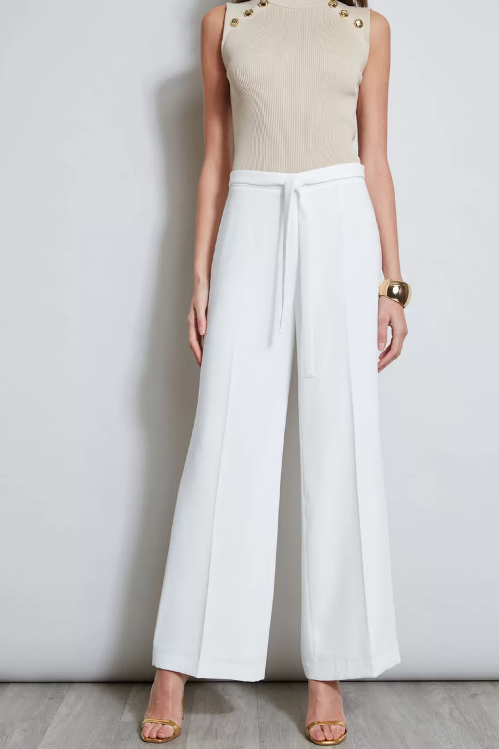 Best Sale Elie Tahari Tie Front Pant Sky White