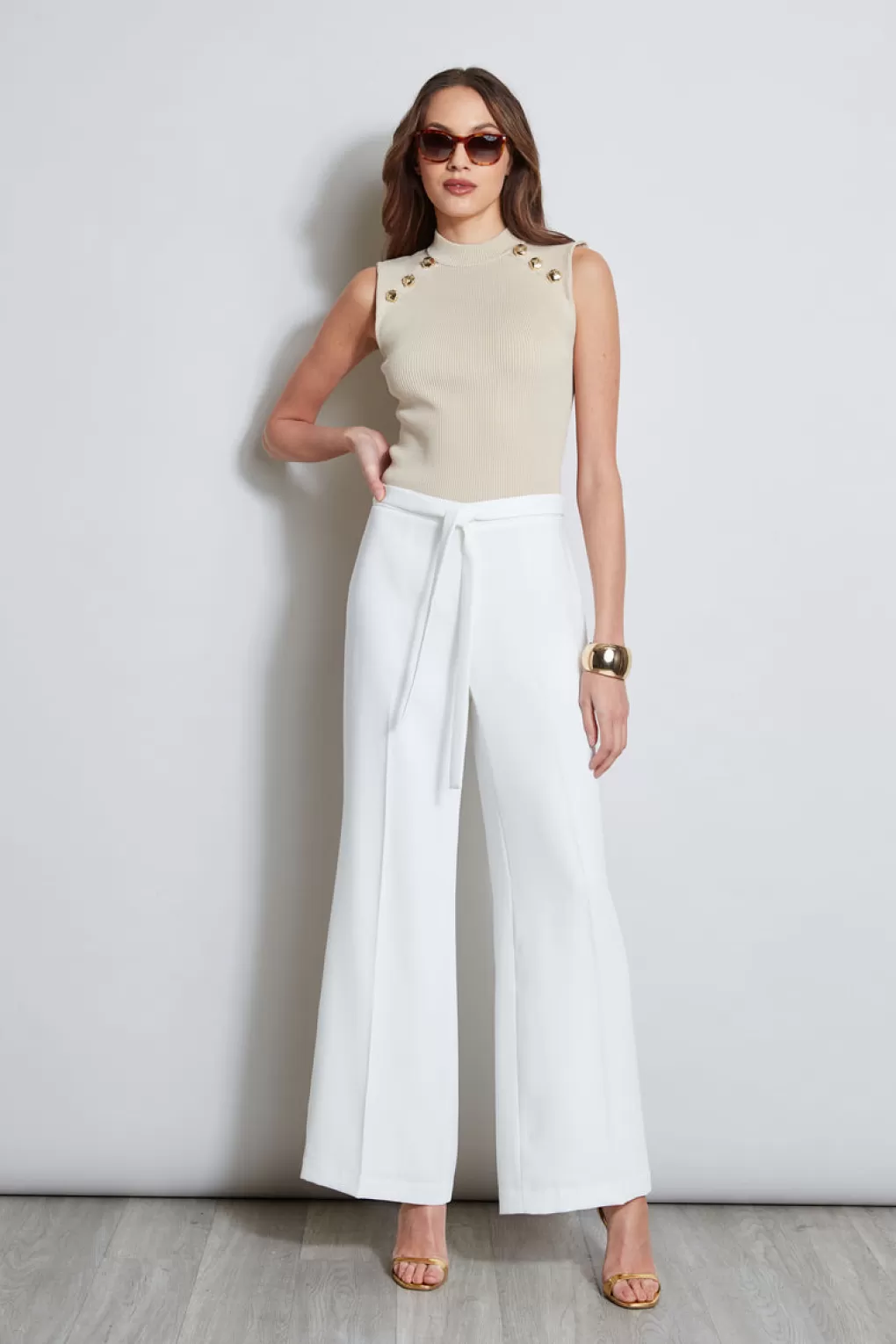 Best Sale Elie Tahari Tie Front Pant Sky White