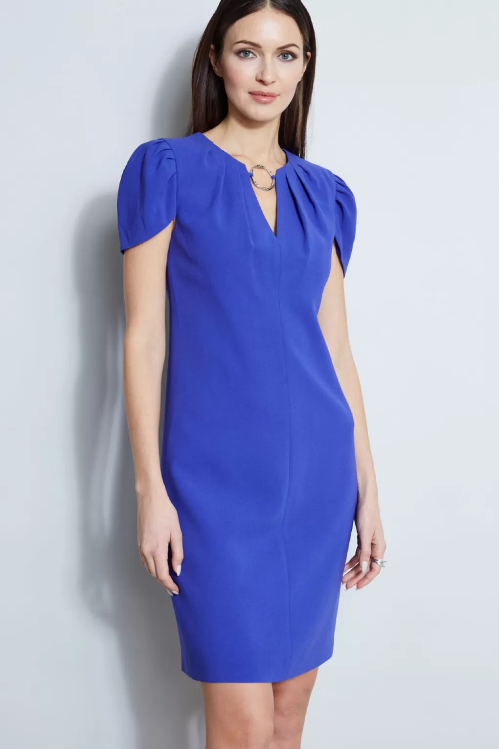 New Elie Tahari Tulip Ring Shift Dress LAPIS