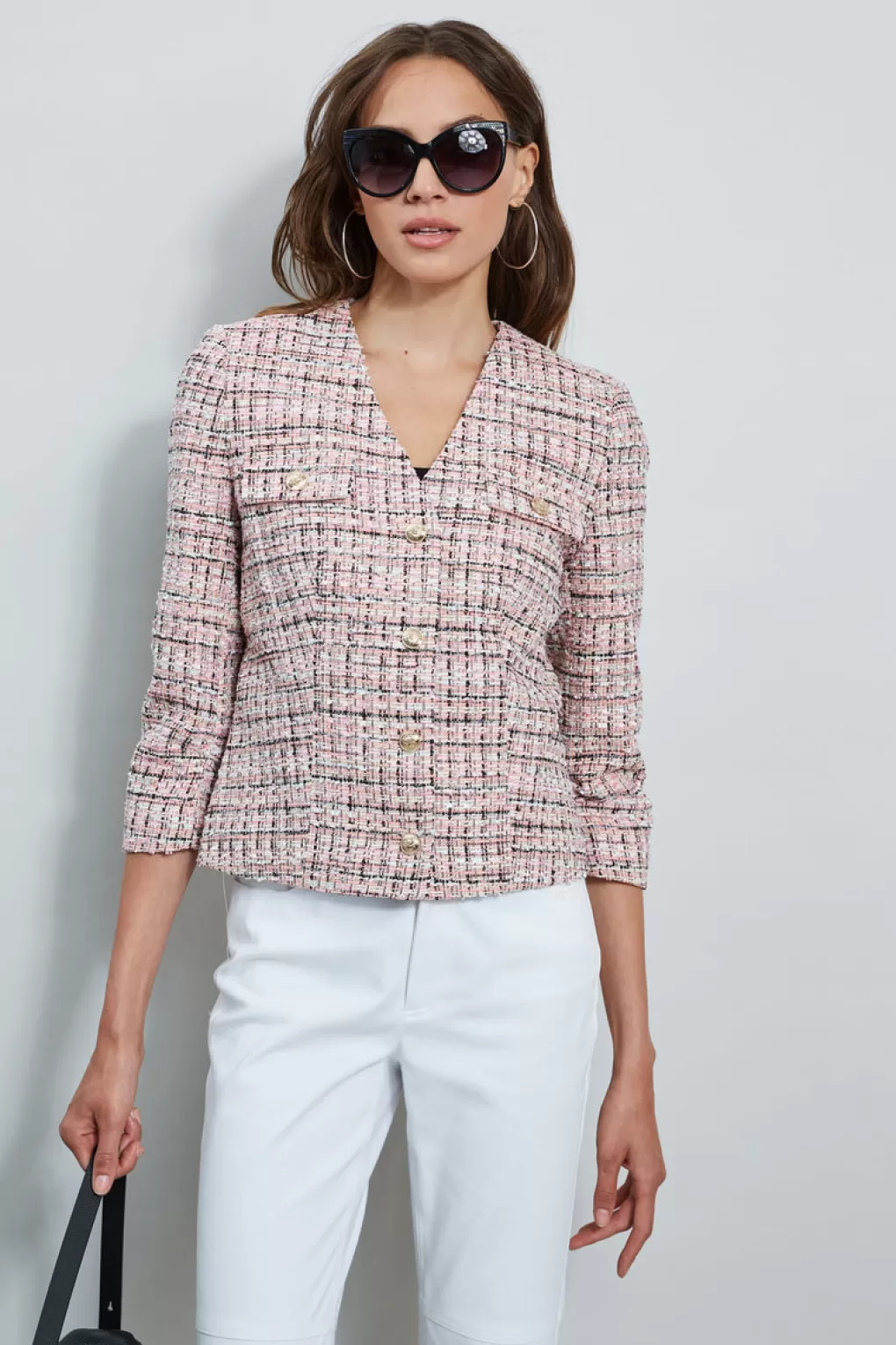 Store Elie Tahari Tweed Crest Button Jacket MADDIE TWEED