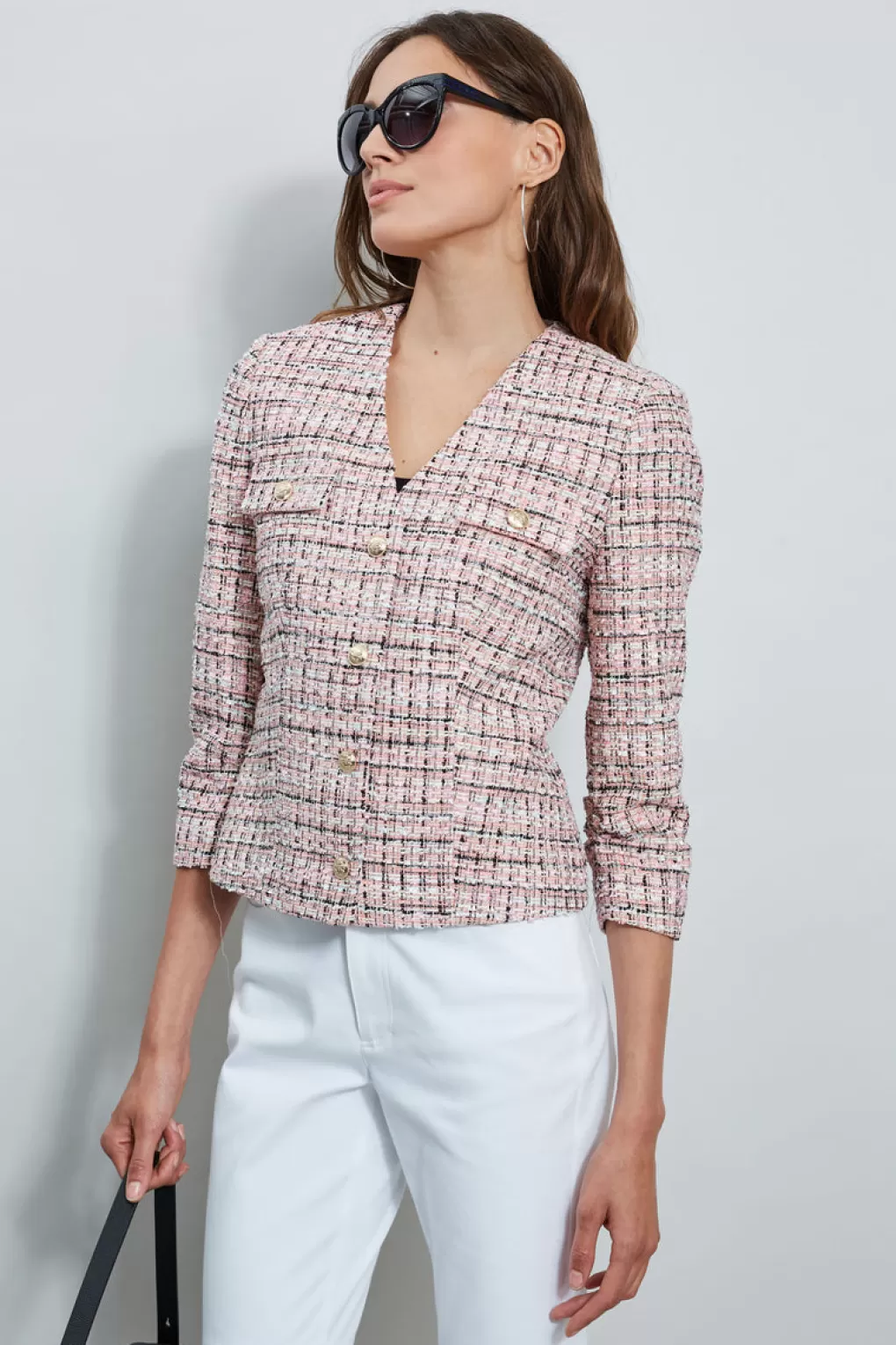 Store Elie Tahari Tweed Crest Button Jacket MADDIE TWEED