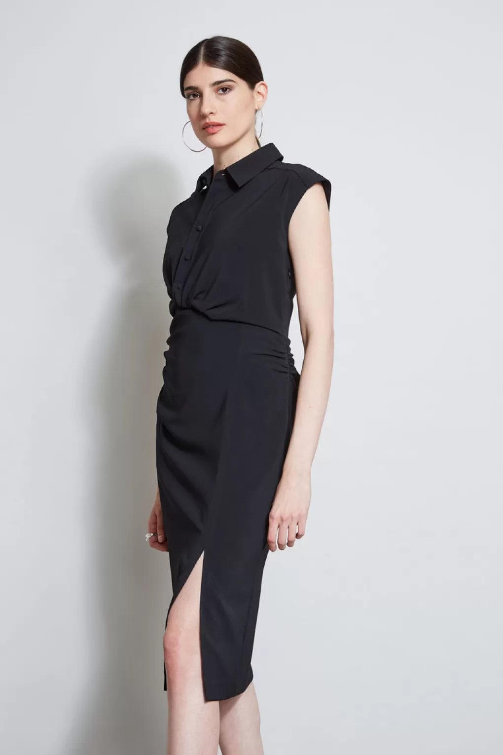 Best Sale Elie Tahari Twist Button Dress BLACK