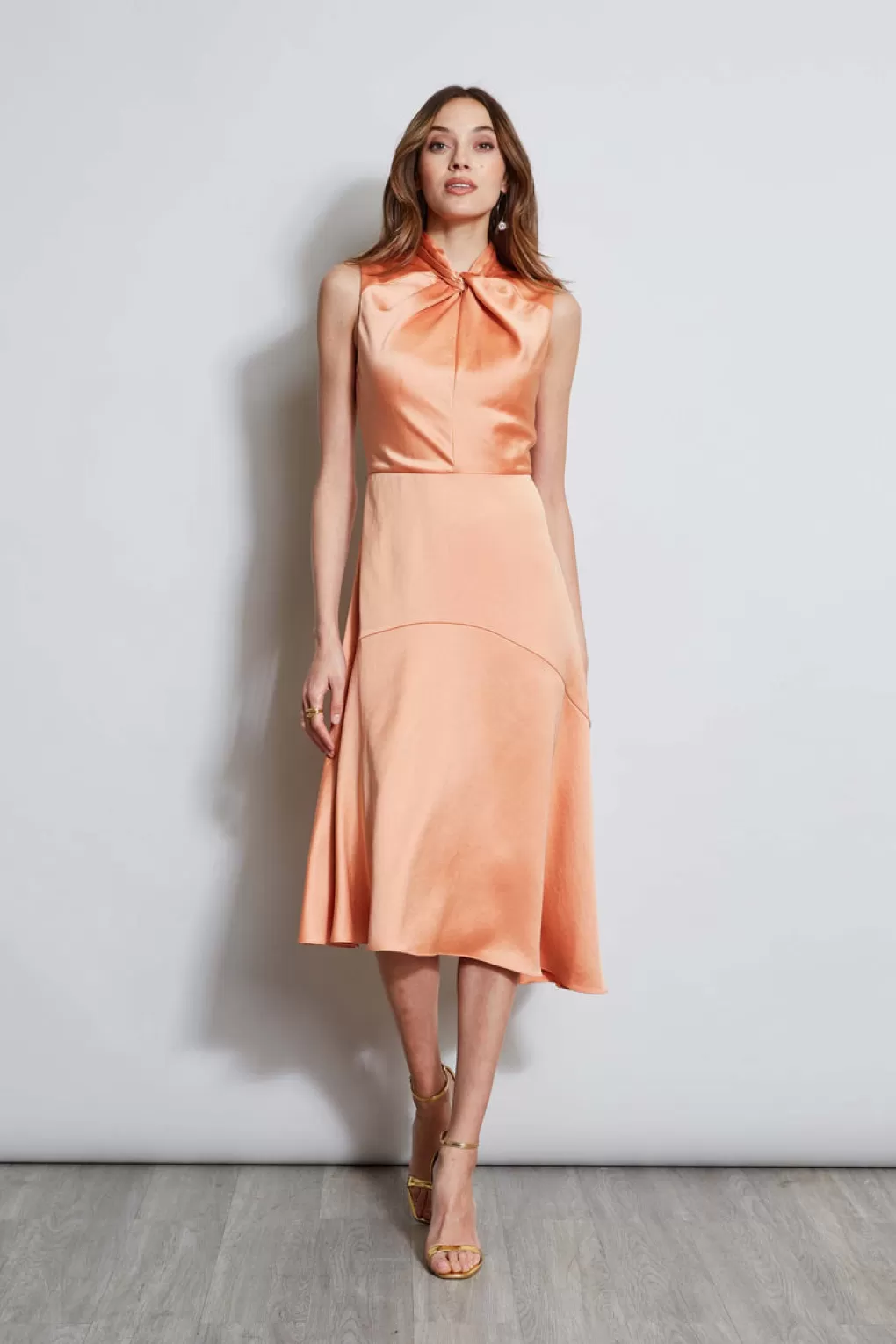 Clearance Elie Tahari Twist Neck Satin Dress GINGER