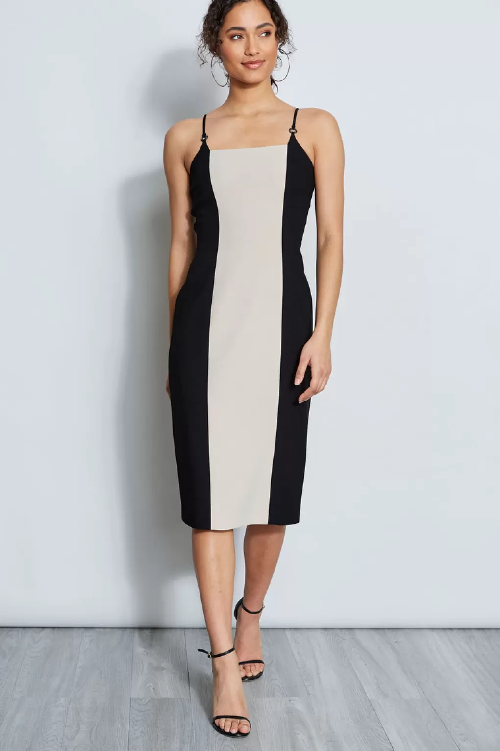 Store Elie Tahari Two Tone Slim Dress BLACK