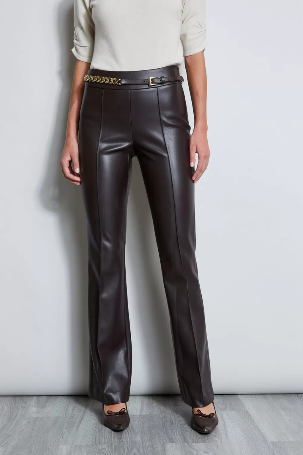 Cheap Elie Tahari Vegan Leather Pant ESPRESSO