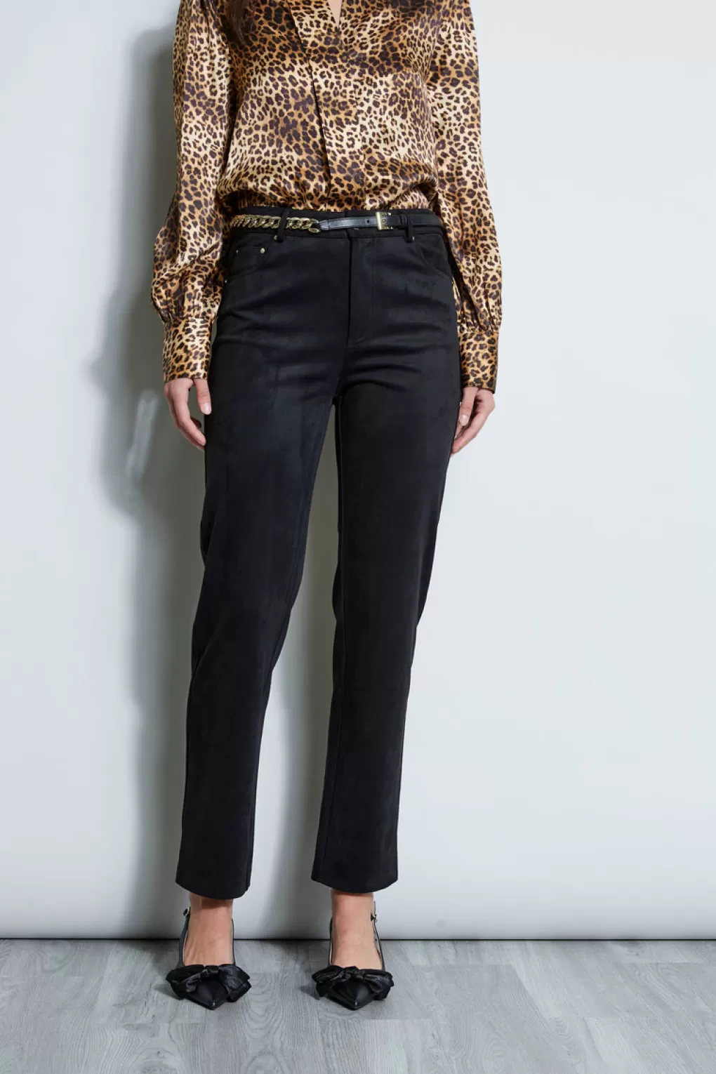 Store Elie Tahari Vegan Suede Pant NOIR