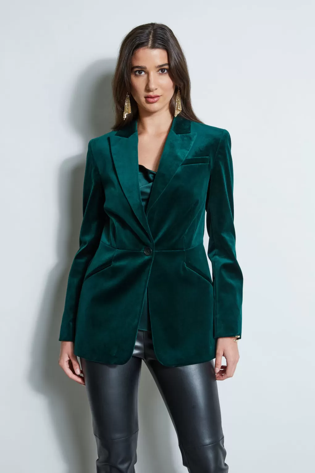 Best Sale Elie Tahari Velvet Blazer BOTTLE GREEN