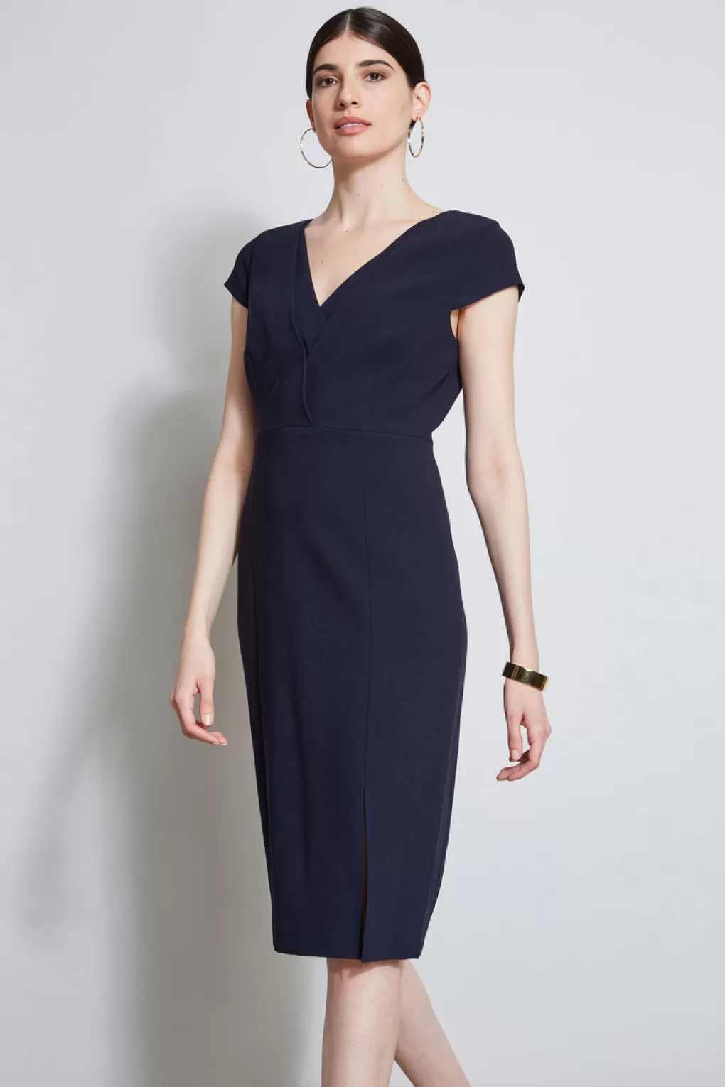 Hot Elie Tahari V-Neck Crepe Dress STARGAZER