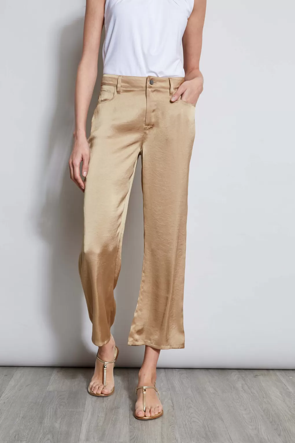 Store Elie Tahari Washed Satin Fluid Pant SANDCASTLE