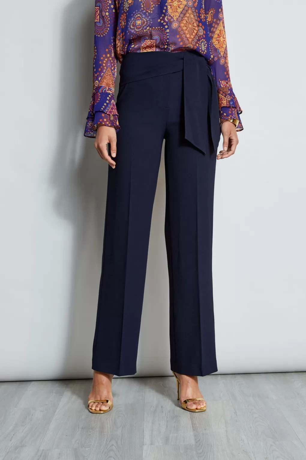 Sale Elie Tahari Wide Leg Sash Pant STARGAZER