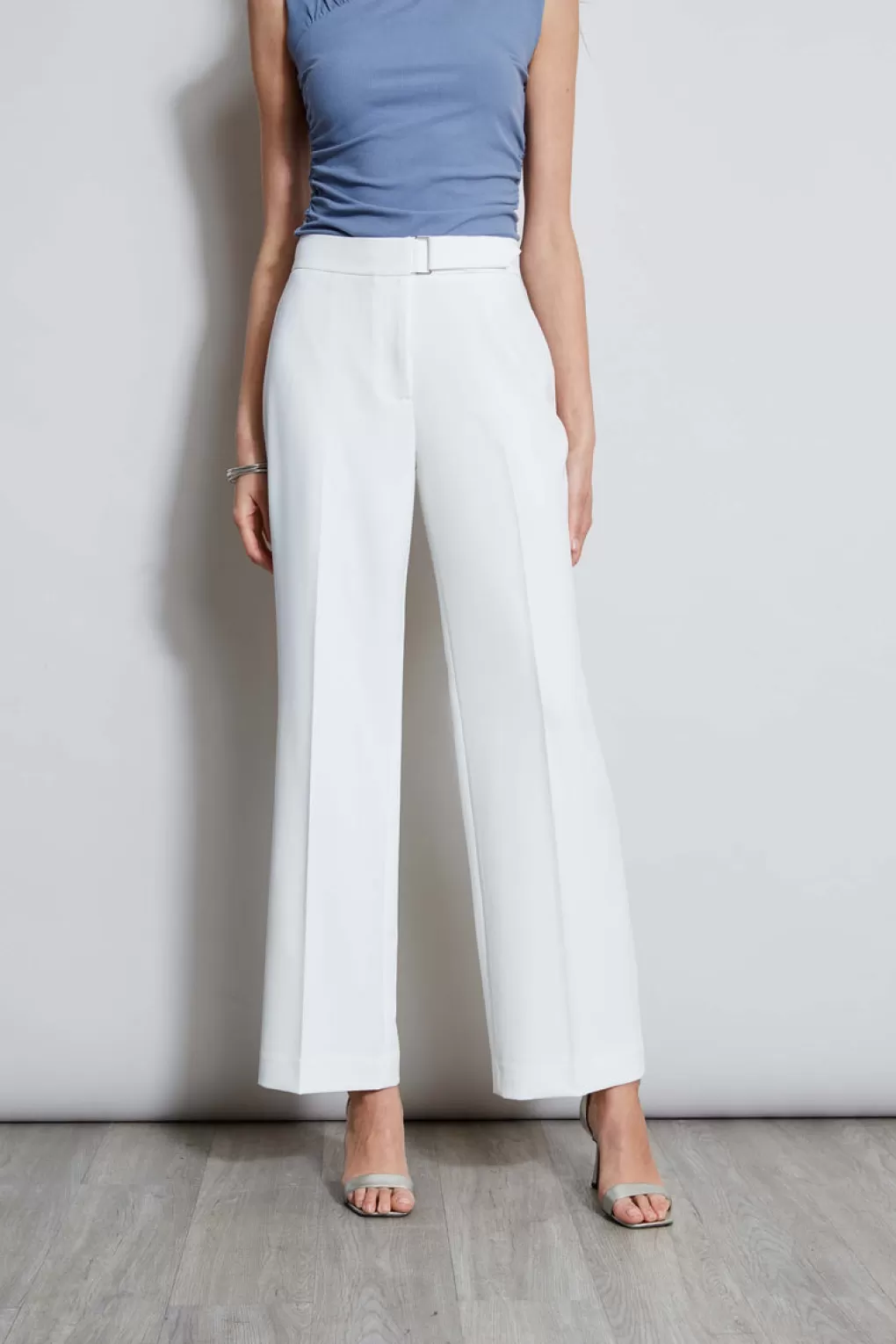 Shop Elie Tahari Wide Leg Self-Belt Pant Sky White