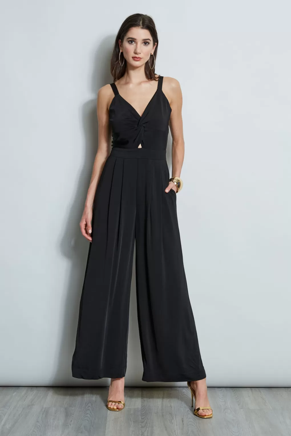 Cheap Elie Tahari Wide Leg Twist Jumpsuit NOIR