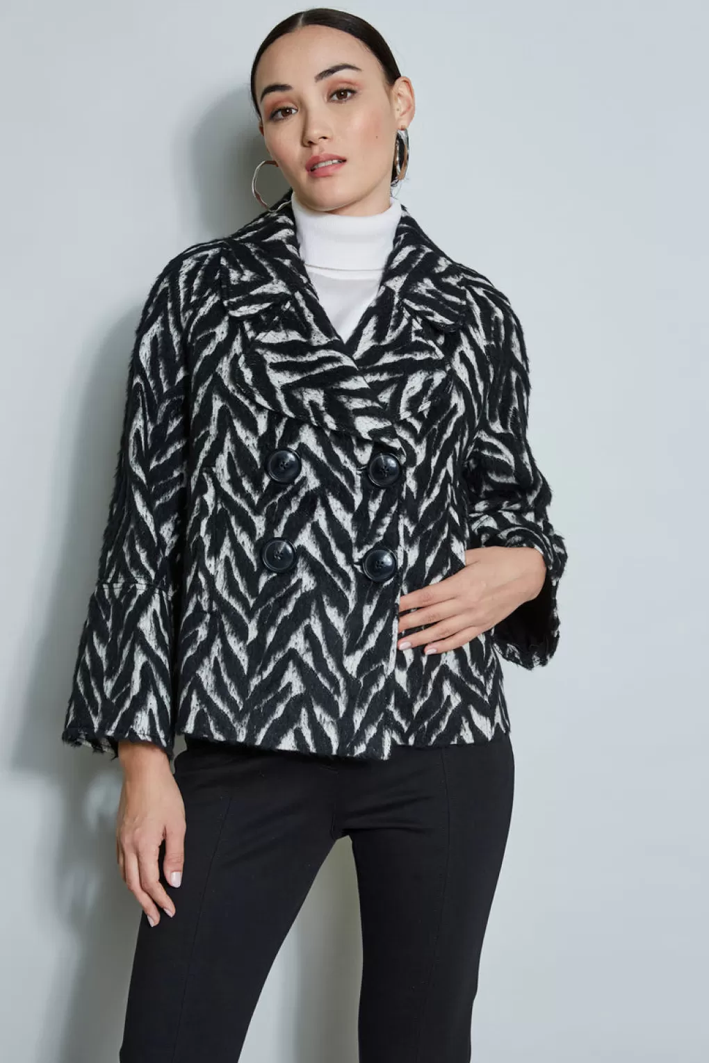 Sale Elie Tahari Wool Jacquard Jacket BLACK MULTI