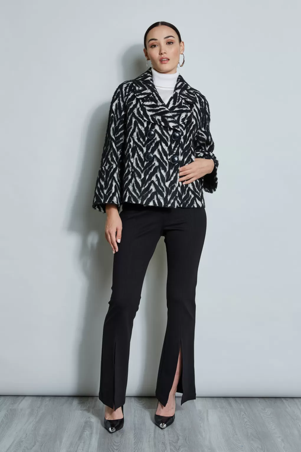 Sale Elie Tahari Wool Jacquard Jacket BLACK MULTI