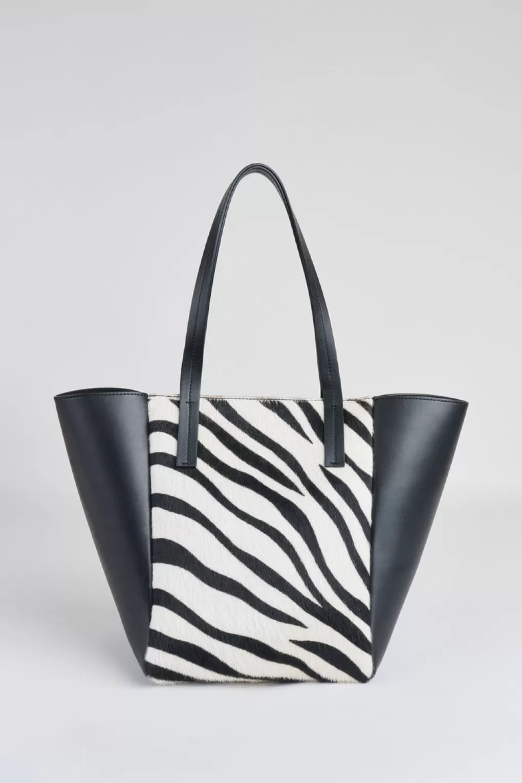 New Elie Tahari Zebra Calf Hair Tote BLACK-WHITE