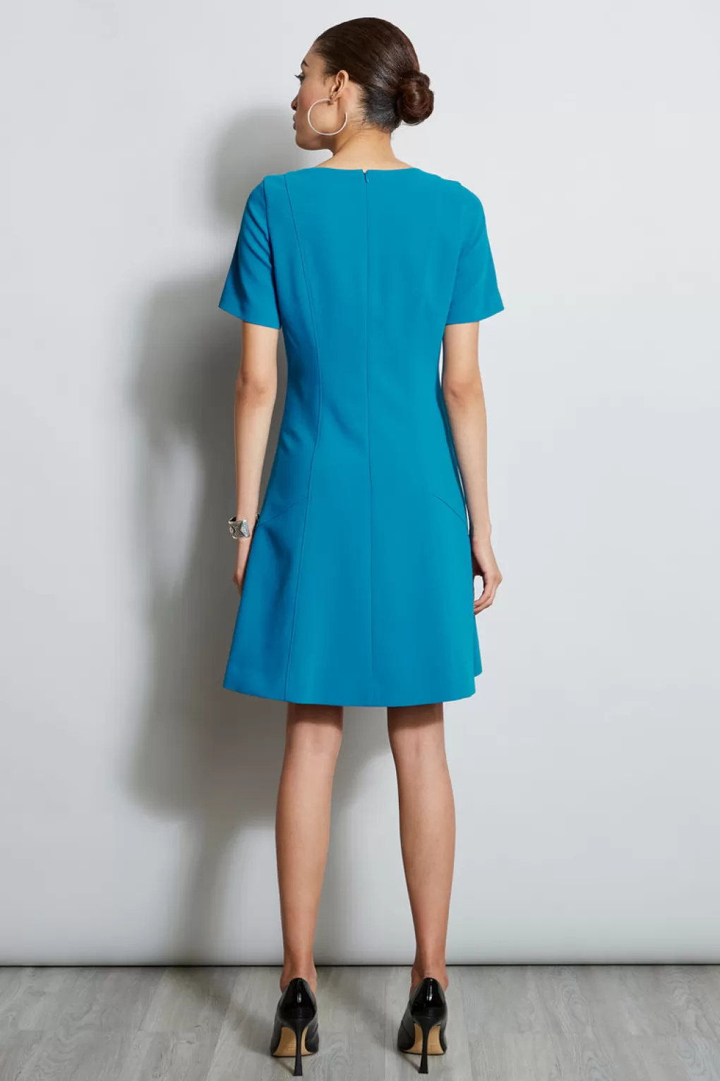 Shop Elie Tahari Zip Crepe Dress HAVANA BLUE