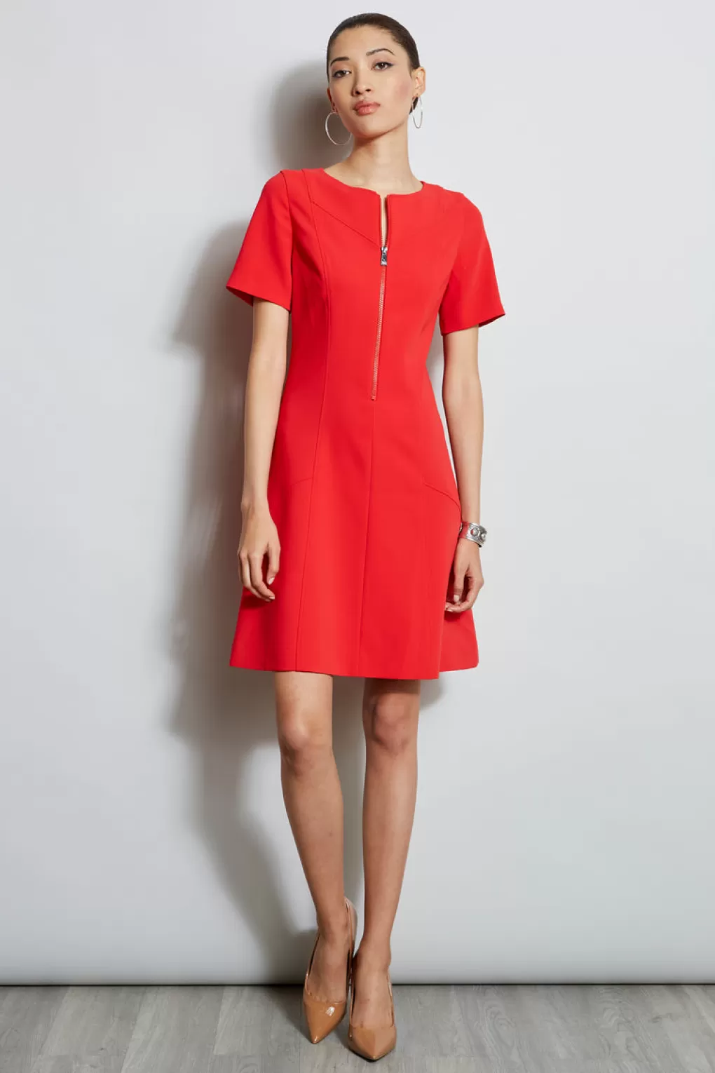 Store Elie Tahari Zip Crepe Dress CALYPSO RED