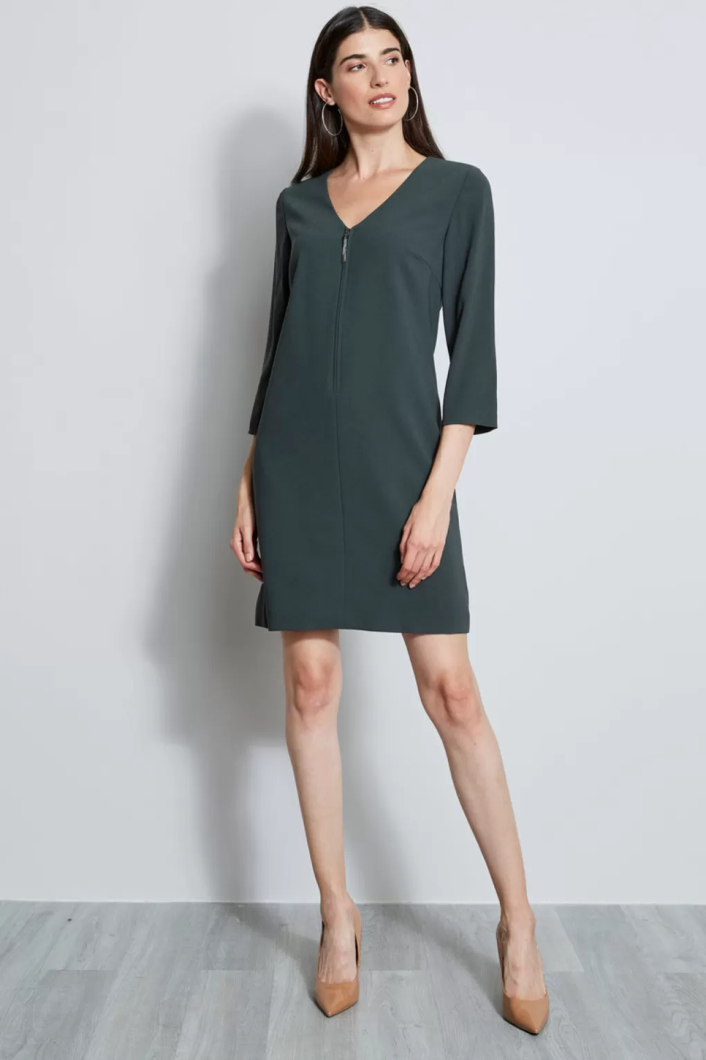 Best Sale Elie Tahari Zip Shift Dress CAMOFLAUGE